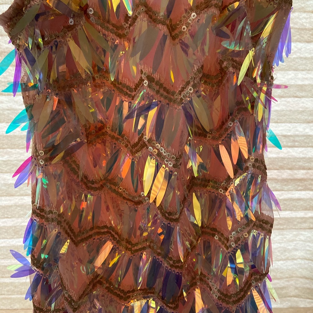 Iridescent spangle mini dress SZ M - Picture 2 of 2